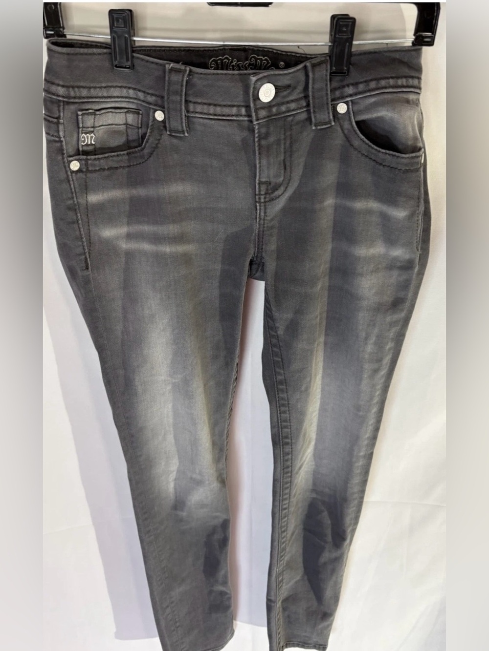 Miss Me Women's Mid Rise Skinny Denim Stretch Jeans Black Light Wash Sz 26